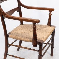 George Bell & George Freeth Roper. Aesthetic Movement Walnut Rush Seat Armchair - Thumbnail 8