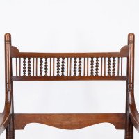 George Bell & George Freeth Roper. An Aesthetic Movement Walnut Rush Seat Armchair - Thumbnail 7