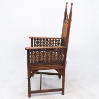 Liberty & Co., Arts & Crafts Moorish Armchair with Original Leather Seat - Thumbnail 5