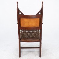 Liberty & Co., Arts & Crafts Moorish Armchair with Original Leather Seat - Thumbnail 18