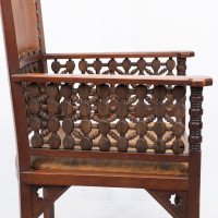 Liberty & Co., Arts & Crafts Moorish Armchair with Original Leather Seat - Thumbnail 11