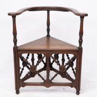 Jas Shoolbred. Aesthetic Movement Oak Corner Armchair with Stylised Turnings - Thumbnail 2