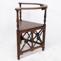 Jas Shoolbred. An Aesthetic Movement Oak Corner Armchair with Stylized Turnings - Thumbnail 4