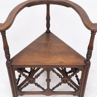 Jas Shoolbred. Aesthetic Movement Oak Corner Armchair with Stylised Turnings - Thumbnail 9