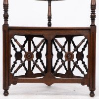 Jas Shoolbred. Aesthetic Movement Oak Corner Armchair with Stylised Turnings - Thumbnail 12