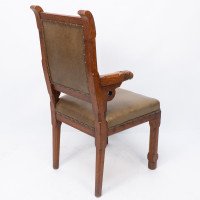 John Pollard Seddon Rare Gothic Oak Armchair with Carved Dog Heads to the Arms - Thumbnail 17