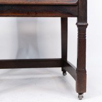 Henry Van De Velde Style of an Arts & Crafts Oak Armchair Original Leather - Thumbnail 12