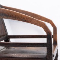 Henry Van De Velde Style of an Arts & Crafts Oak Armchair Original Leather - Thumbnail 13