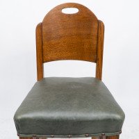 William Birch. Arts & Crafts High Seat Music Chair with Leather Seat - Thumbnail 6