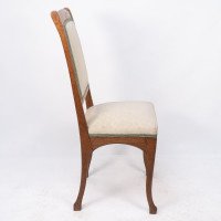 Leon Benouville. An Art Nouveau Oak Desk or Side Chair with Subtle Organic Lines - Thumbnail 5