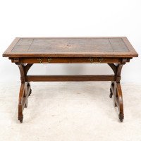 Bruce Talbert, attributed. For Cox & Sons. A Good Period Gothic Revival Oak Desk - Thumbnail 2