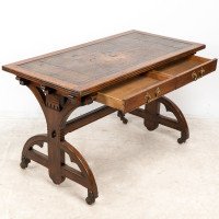 Bruce Talbert Attributed, for Cox & Sons. A Good Period Gothic Revival Oak Desk - Thumbnail 4
