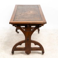 Bruce Talbert Attributed, for Cox & Sons. A Good Period Gothic Revival Oak Desk - Thumbnail 5