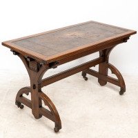 Bruce Talbert Attributed, for Cox & Sons. A Good Period Gothic Revival Oak Desk - Thumbnail 8