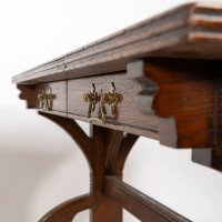 Bruce Talbert, attributed. For Cox & Sons. A Good Period Gothic Revival Oak Desk - Thumbnail 14
