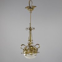 Rare Pair of Arts & Crafts Hand-hammered Ceiling Lamps - Thumbnail 3