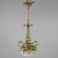 Rare Pair of Arts & Crafts Hand-hammered Ceiling Lamps - Thumbnail 4
