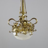Rare Pair of Arts & Crafts Hand-hammered Ceiling Lamps - Thumbnail 8