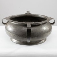 English Art Deco Hand-hammered Fruit Bowl or Centrepiece with Extending Handles - Thumbnail 3