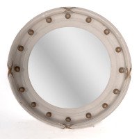 A Regency Style Circular Convex Mirror with Ball & Ribbon Decoration - Thumbnail 1