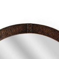 Arts & Crafts Hand-Hammered Copper Oval Mirror with Riveted Straps c.1910 - Thumbnail 6