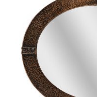 Arts & Crafts Hand-Hammered Copper Oval Mirror with Riveted Straps c.1910 - Thumbnail 9