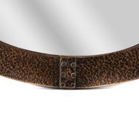 Arts & Crafts Hand-Hammered Copper Oval Mirror with Riveted Straps c.1910 - Thumbnail 8