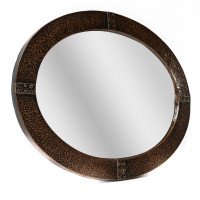Arts & Crafts Hand-Hammered Copper Oval Mirror with Riveted Straps c.1910 - Thumbnail 4
