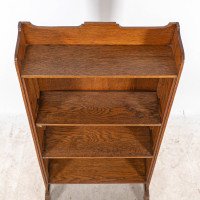 A Small Arts & Crafts Oak Bookcase with Adjustable Shelves - Thumbnail 8