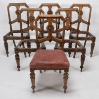 Charles Bevan for Gillow & Co., attributed, Set of Six Aesthetic Movement Oak Dining Chairs - Thumbnail 3