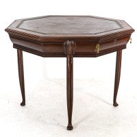 Continental Walnut Octagonal Center Table in the Manner of Henry van de Velde