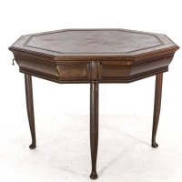 Continental Walnut Octagonal Center Table in the Manner of Henry Van Der Velde - Thumbnail 3