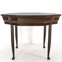 Continental Walnut Octagonal Center Table in the Manner of Henry Van Der Velde - Thumbnail 6