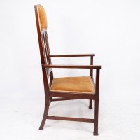 Liberty & Co., Two Arts & Crafts Mahogany Armchairs with Stylised Floral Inlays - Thumbnail 6