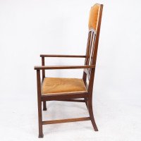 Liberty & Co., Two Arts & Crafts Mahogany Armchairs with Stylized Floral Inlays - Thumbnail 5