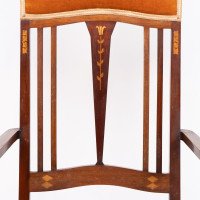 Liberty & Co., Two Arts & Crafts Mahogany Armchairs with Stylized Floral Inlays - Thumbnail 8