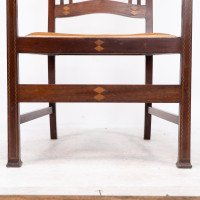 Liberty & Co., Two Arts & Crafts Mahogany Armchairs with Stylised Floral Inlays - Thumbnail 10