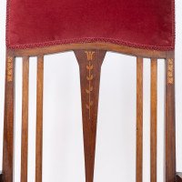 Liberty & Co., Two Arts & Crafts Mahogany Armchairs with Stylised Floral Inlays - Thumbnail 18