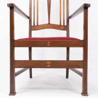 Liberty & Co., Two Arts & Crafts Mahogany Armchairs with Stylised Floral Inlays - Thumbnail 20