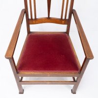 Liberty & Co., Two Arts & Crafts Mahogany Armchairs with Stylized Floral Inlays - Thumbnail 19
