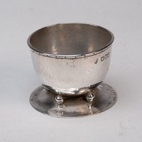 C. R. Ashbee GOH. A Rare Pair of Arts & Crafts Handcrafted Hammered Silver Salts - Thumbnail 11