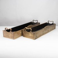 Thomas Jeckyll for Barnard Bishop & Barnard. Two Anglo-Japanese Brass Planters - Thumbnail 3