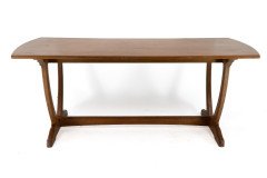 Edward Barnsley. A Cotswold School Arts & Crafts oak coffee table with U shaped base. - Thumbnail 1