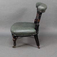 Ogdens of Manchester. An Aesthetic Movement Ebonised & Parcel Gilt Nursing Chair - Thumbnail 4