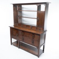 C. R. Ashbee Made at the Guild of Handicraft. Arts & Crafts Oak Sideboard with Flaring Cornice - Thumbnail 3
