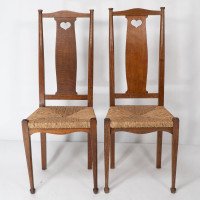 Ambrose Heal's for Heal's of London. A Pair of Arts & Crafts Rush Seated Chairs - Thumbnail 2