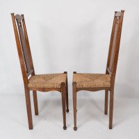 Ambrose Heal's for Heal's of London. A Pair of Arts & Crafts Rush Seated Chairs - Thumbnail 4