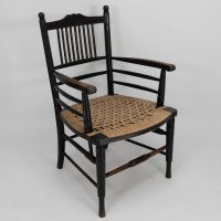 Morris & Co (style of). An Aesthetic Movement armchair with seagrass seat - Thumbnail 1