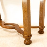 Charles Spooner Arts & Crafts Oak Secretaire Cabinet with Serpentine Stretchers - Thumbnail 11