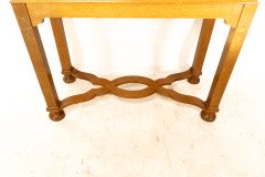 Charles Spooner Arts & Crafts Oak Secretaire Cabinet with Serpentine Stretchers - Thumbnail 10